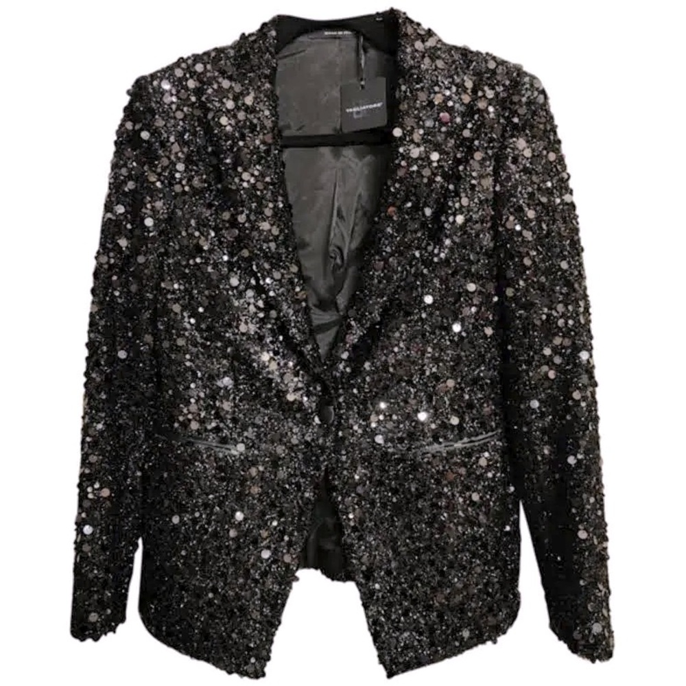 TAGLIATORE Black Blazer with Black Sequins (S)